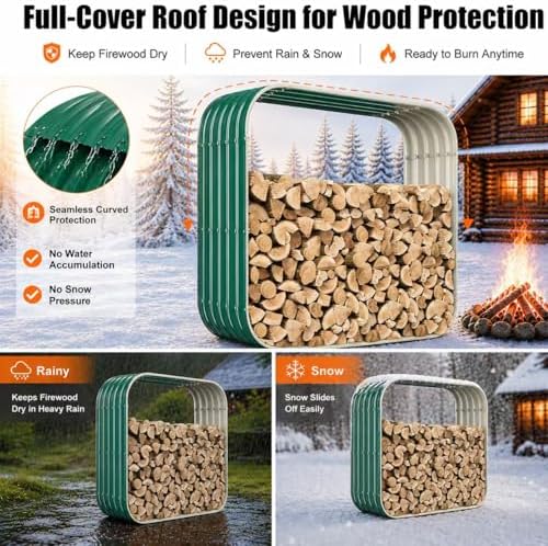 49IN Firewood Rack Outdoor Indoor, 600LBS Capacity,Waterproof Heavy Duty Wood...