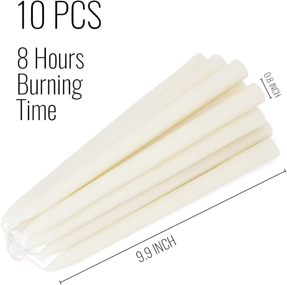 Ivory Beeswax Taper Candles- 9 Hour Burn Time,Pure Natural Hand Poured Beeswa...