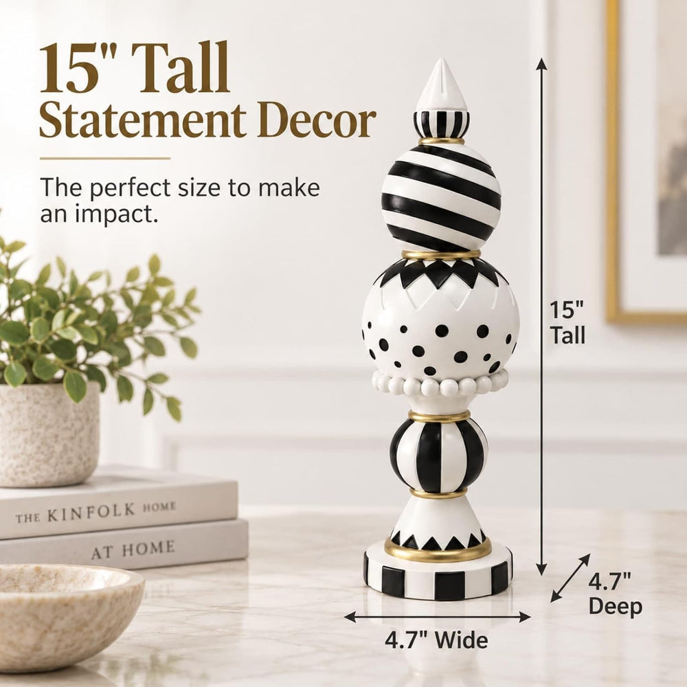 Black and White Checkered Halloween Table Centerpiece Home Decor
