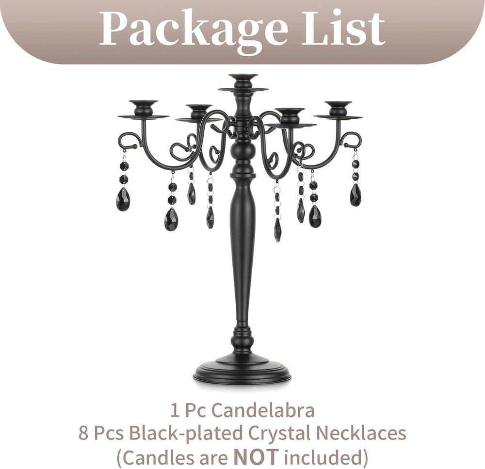 Sziqiqi Black Candelabra Centerpiece for Halloween: Gothic 5 Arm Candelabra