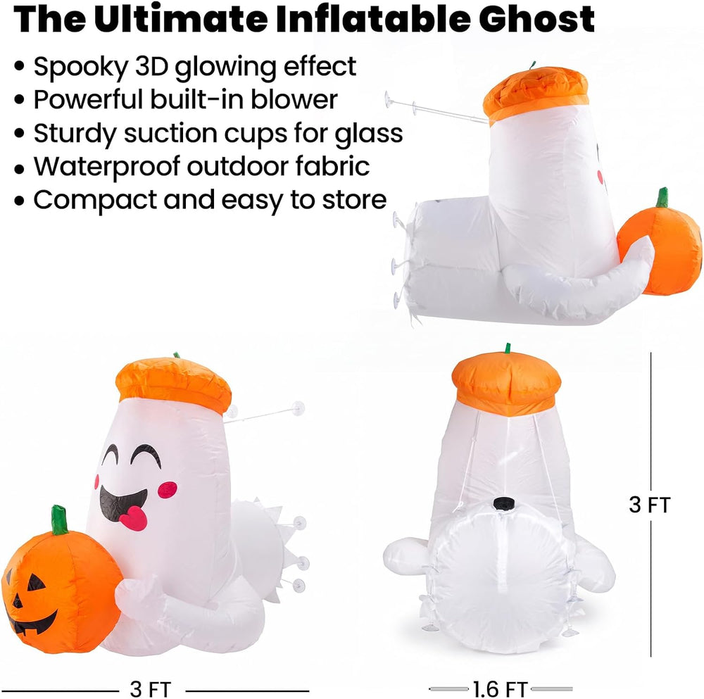DUNCHATY Halloween Inflatable Window Ghost 1 Pack - 3D Smile Crasher