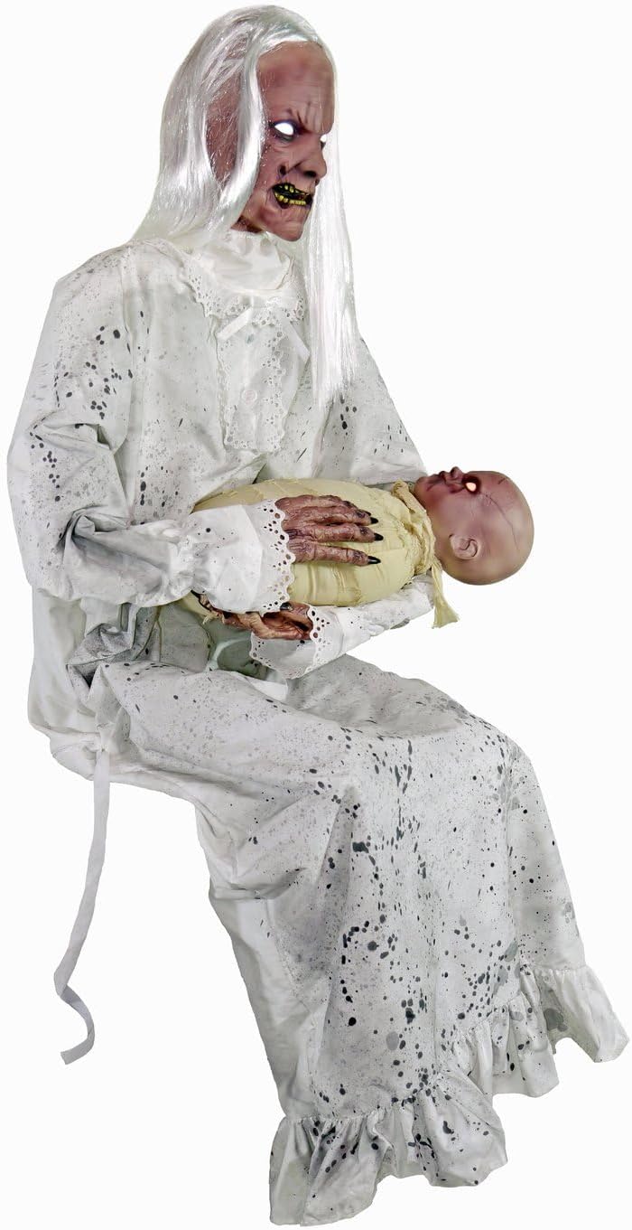 Haunted Hill Farm Life-Size 2.9-Ft Animatronic Gravely Granny by Tekky Hallow...