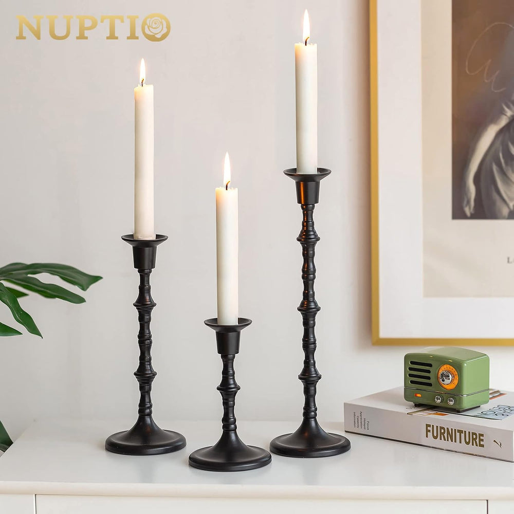 NUPTIO Black Candlestick Holders for Halloween: Unique Gothic Design