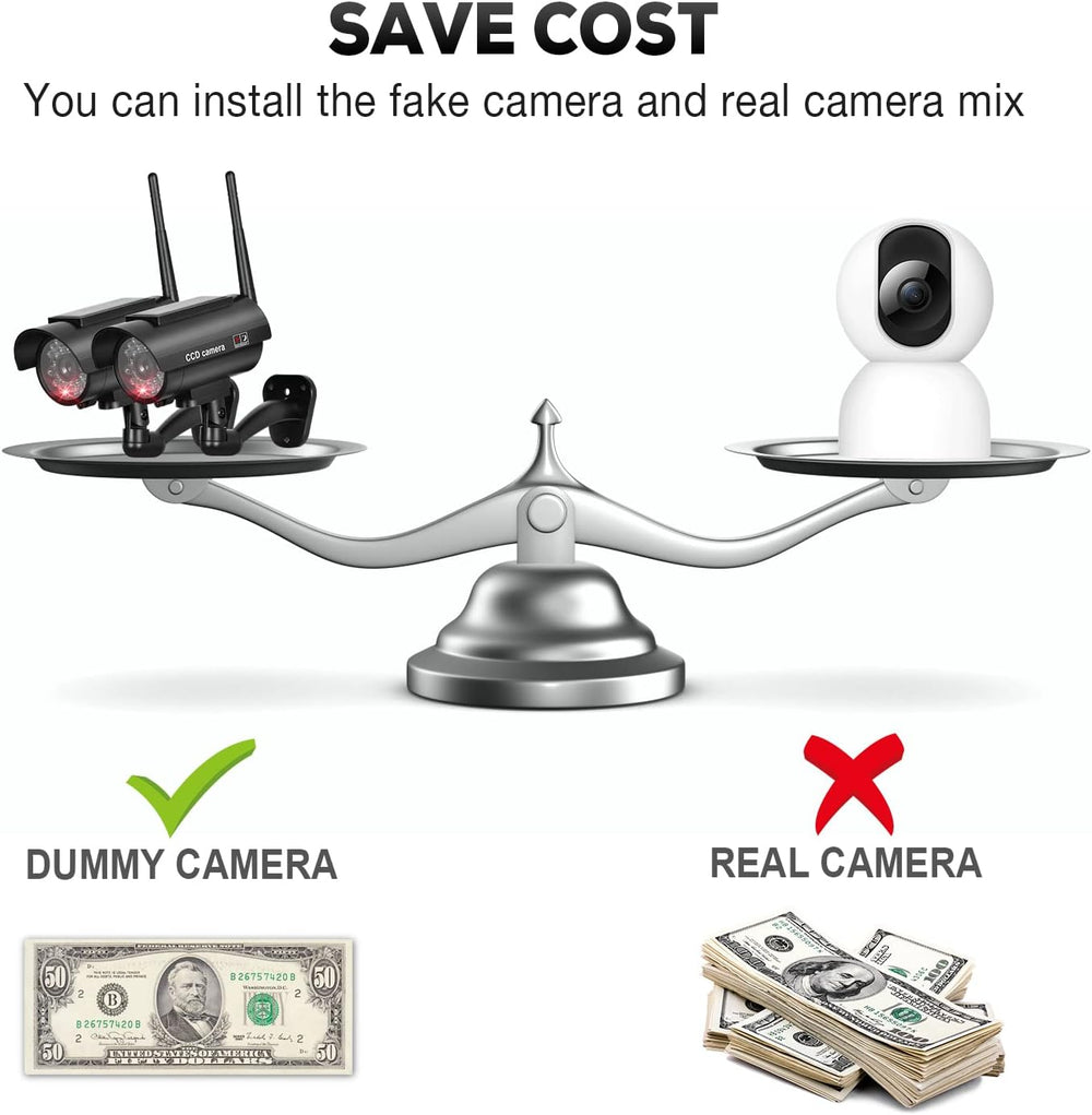 BNT Solar Powered Fake Security Camera, Bullet Dummy Security Camera Simulate...