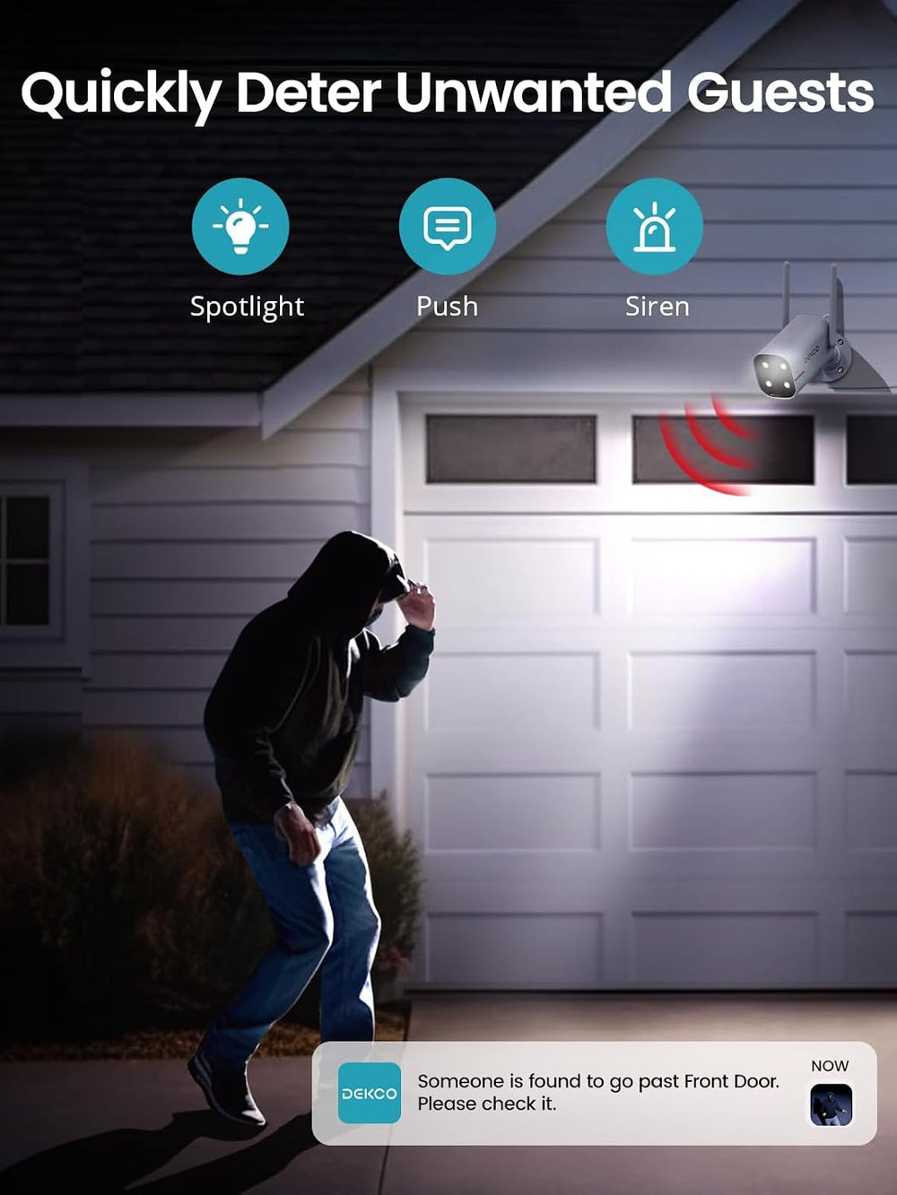 DEKCO 2K Outdoor Security Cameras, Wired WiFi
