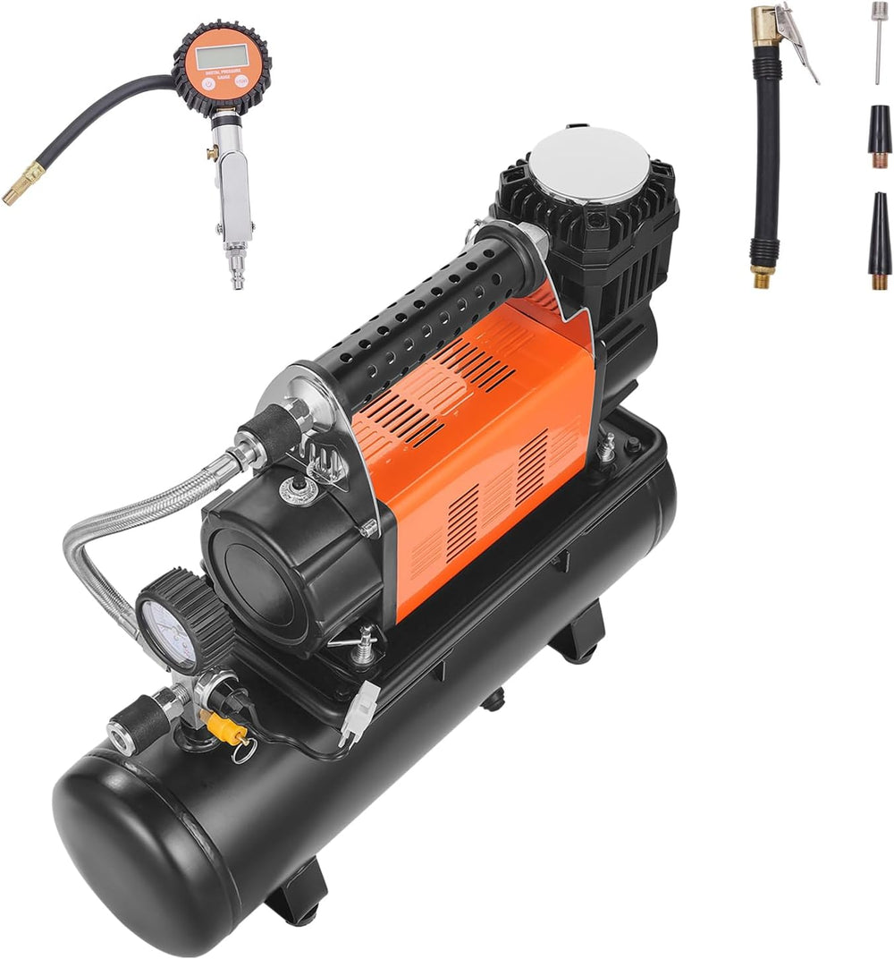 VEVOR 12V Heavy Duty Air Compressor with 6L Tank Kit, 6.35 CFM Portable Tire ...