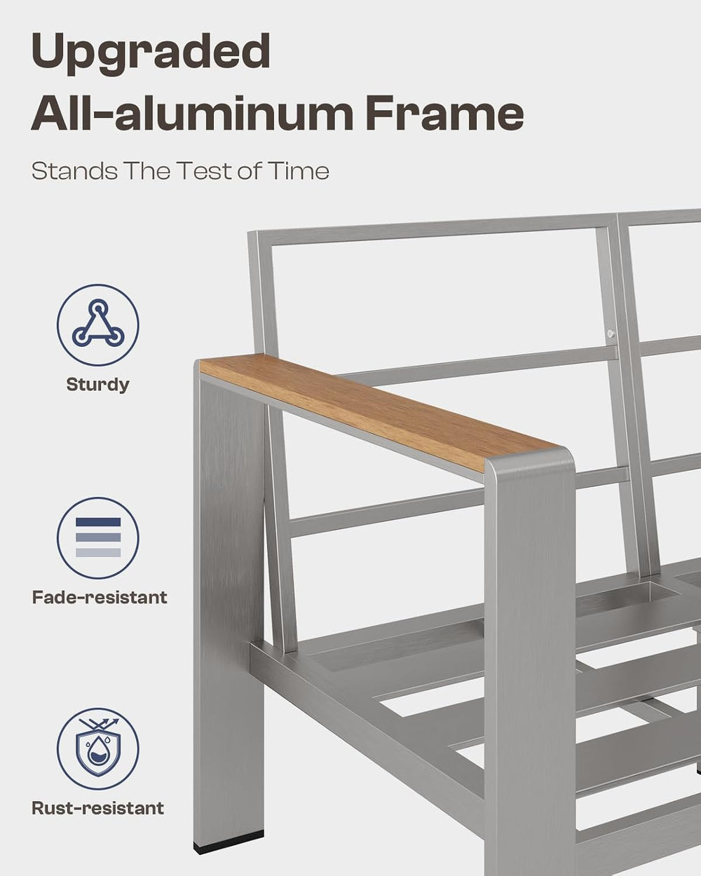 Aluminum Outdoor Patio Furniture Set with Coffee Table, 4 Piece Patio Convers...