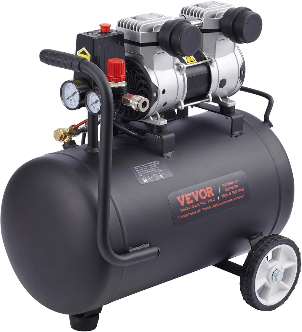 VEVOR Air Compressor, 8 Gallon Steel Tank, 1HP 2.2 CFM@90 PSI Oil Free Air Co...