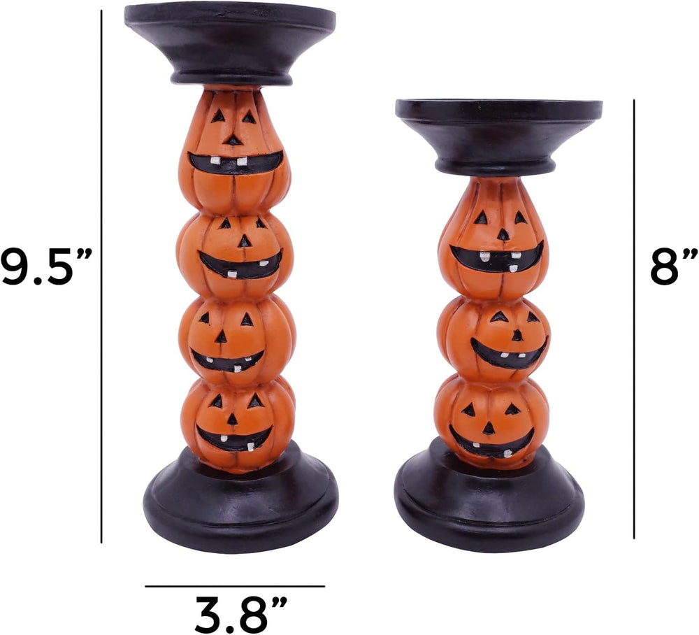 Etistta Halloween Pumpkin Candle Holder for Fireplace Decor, 9.5 Inch Tall Po...