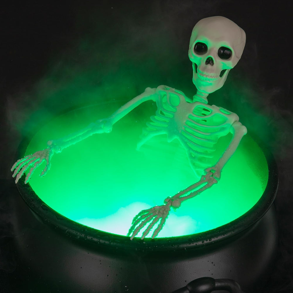 Halloween Decorations Outside - Large Witches Cauldron on Tripod with Skeleto...