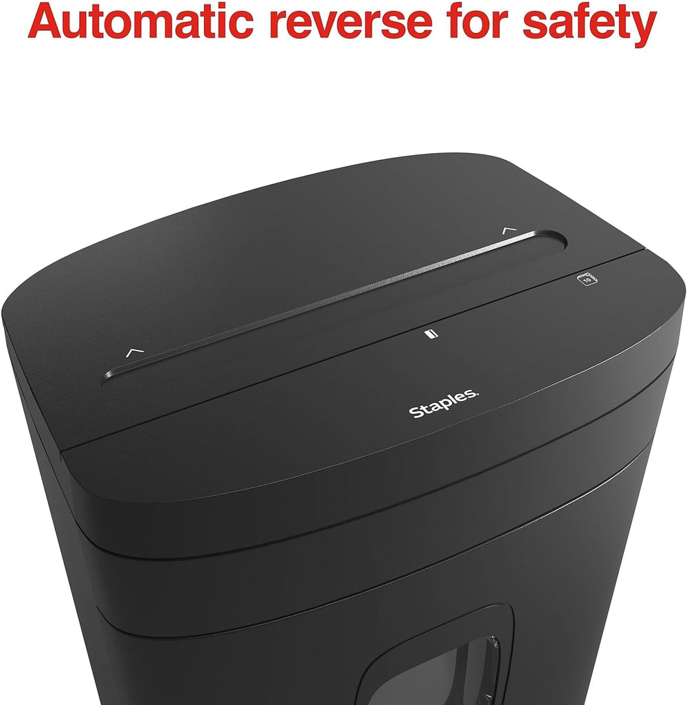 Staples 10-Sheet Micro-Cut Paper Shredder, Anti-Jam, 5-Gal Bin, Black
