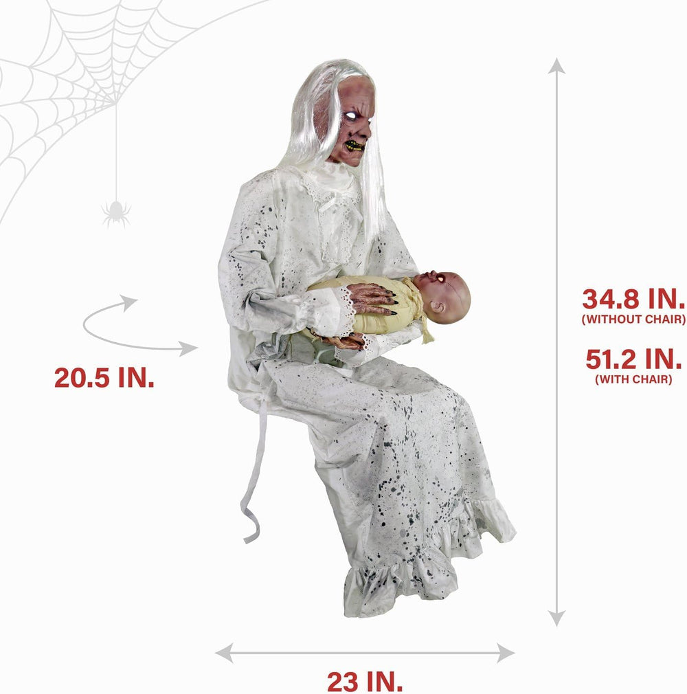 Haunted Hill Farm Life-Size 2.9-Ft Animatronic Gravely Granny by Tekky Hallow...