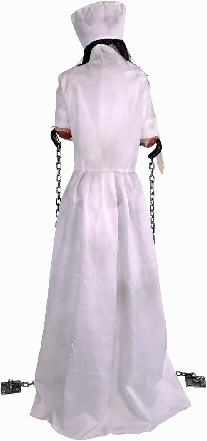 Haunted Hill Farm Life-Size 5.2-Ft Animatronic Convulsing Nurse by Tekky Hall...