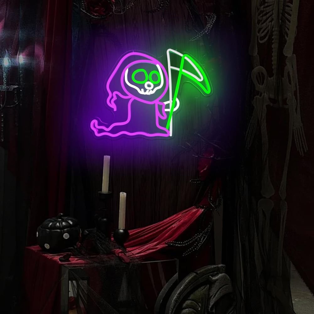 Halloween Grim Reaper Neon Sign for Wall Decor Ghost Led Sign Animated Looks ...