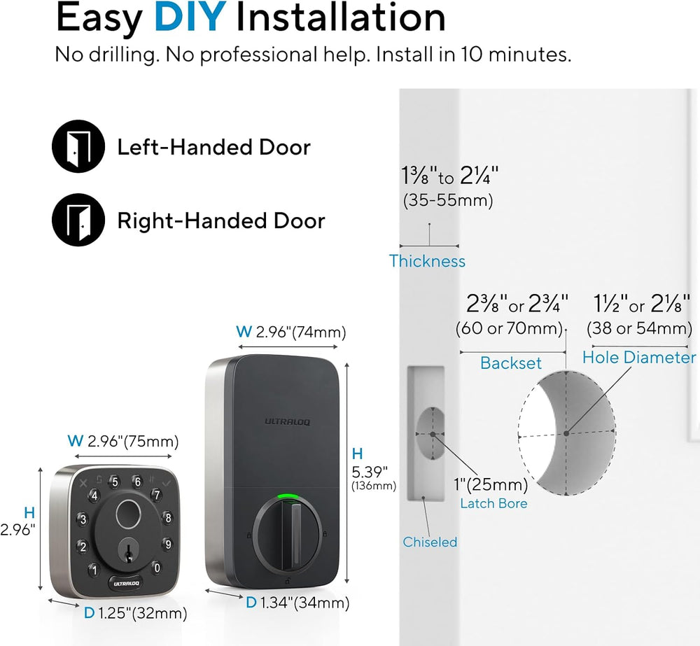 ULTRALOQ Bolt Fingerprint WiFi Smart Lock with Sensor, Remote Control, BHMA