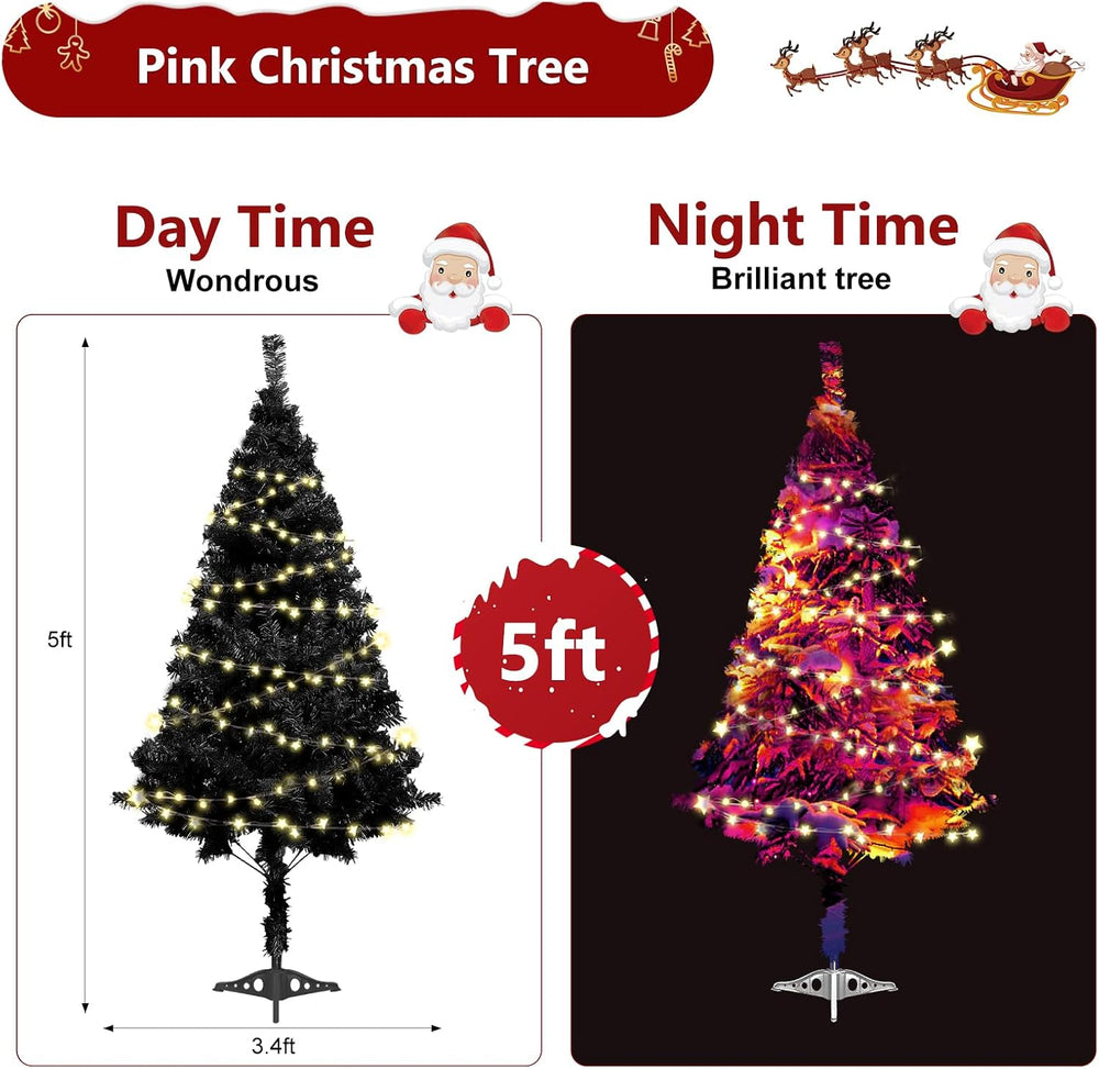 5ft Halloween Black Christmas Tree for Home, Office, Party Decoration, Artifi...