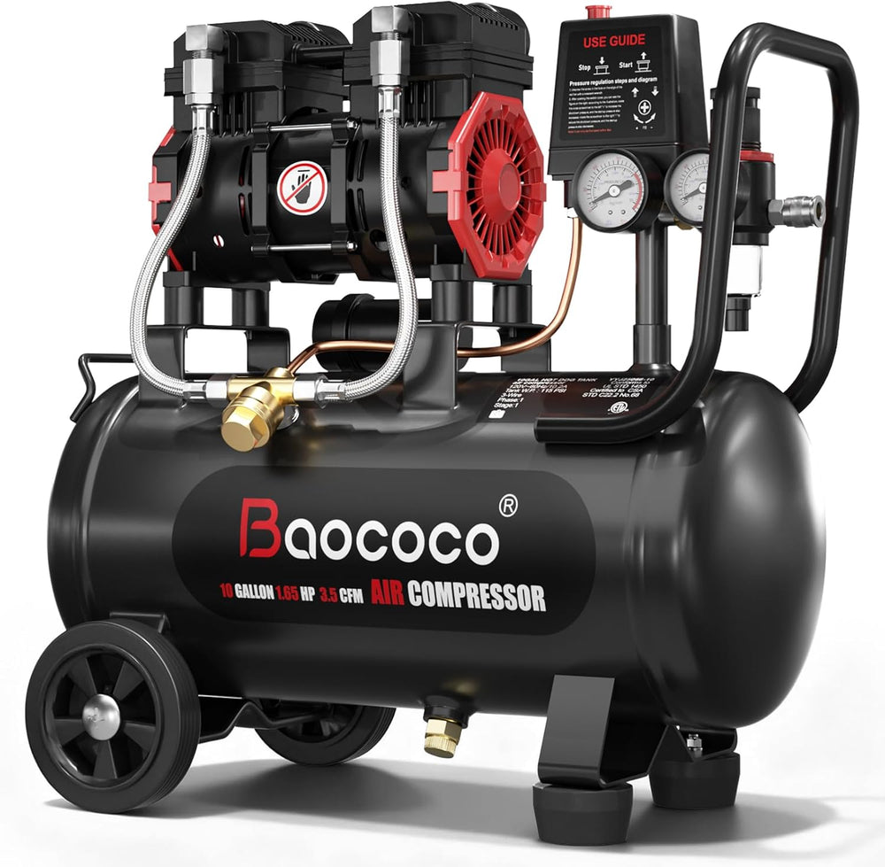 Portable Air Compressor with 10 Gallon Steel Tank, 1.65 HP 3.5 CFM @ 90 PSI
