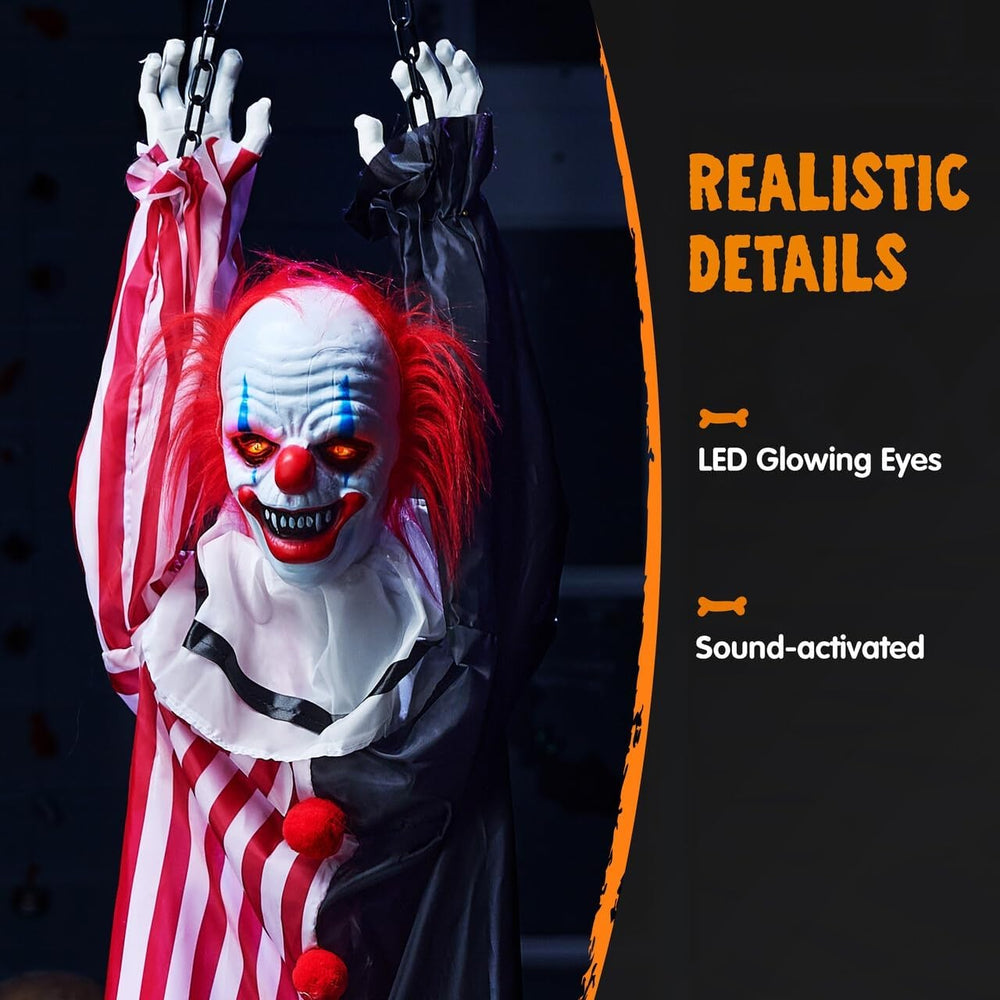JOYIN 65" Halloween Hanging Scary Clown Decorations with Chain, with LED...