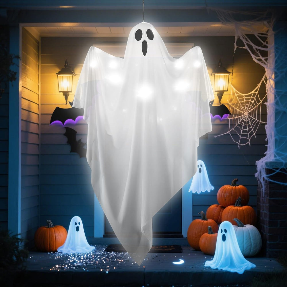 3.91FT Halloween Decorations Outdoor, White Hanging Ghost Hanging Light up wi...