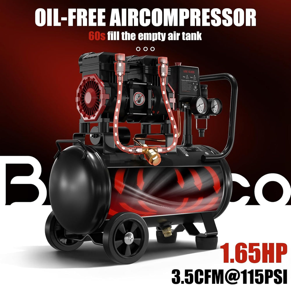Portable Air Compressor with 10 Gallon Steel Tank, 1.65 HP 3.5 CFM @ 90 PSI