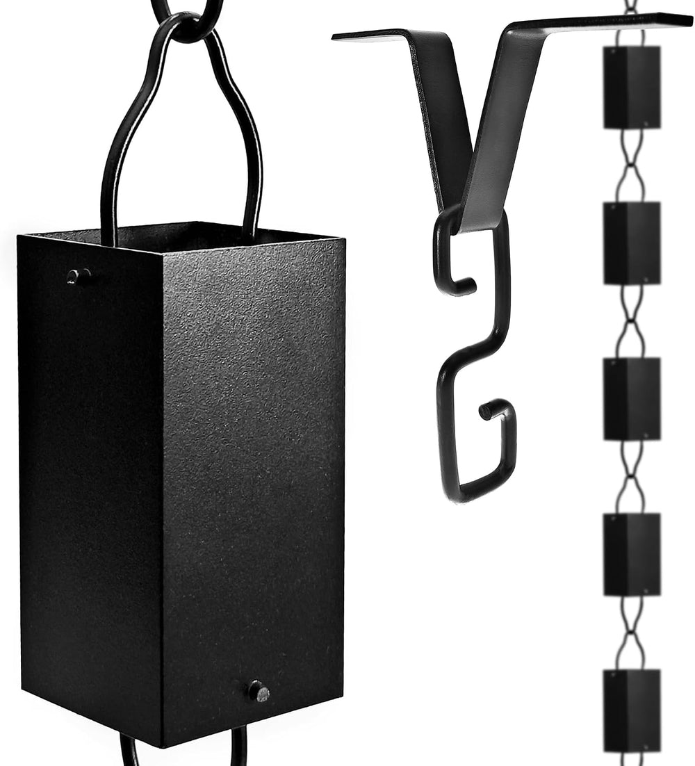 8.5 ft Aluminum Rain Chain for Gutters Outside, Big Square Cup