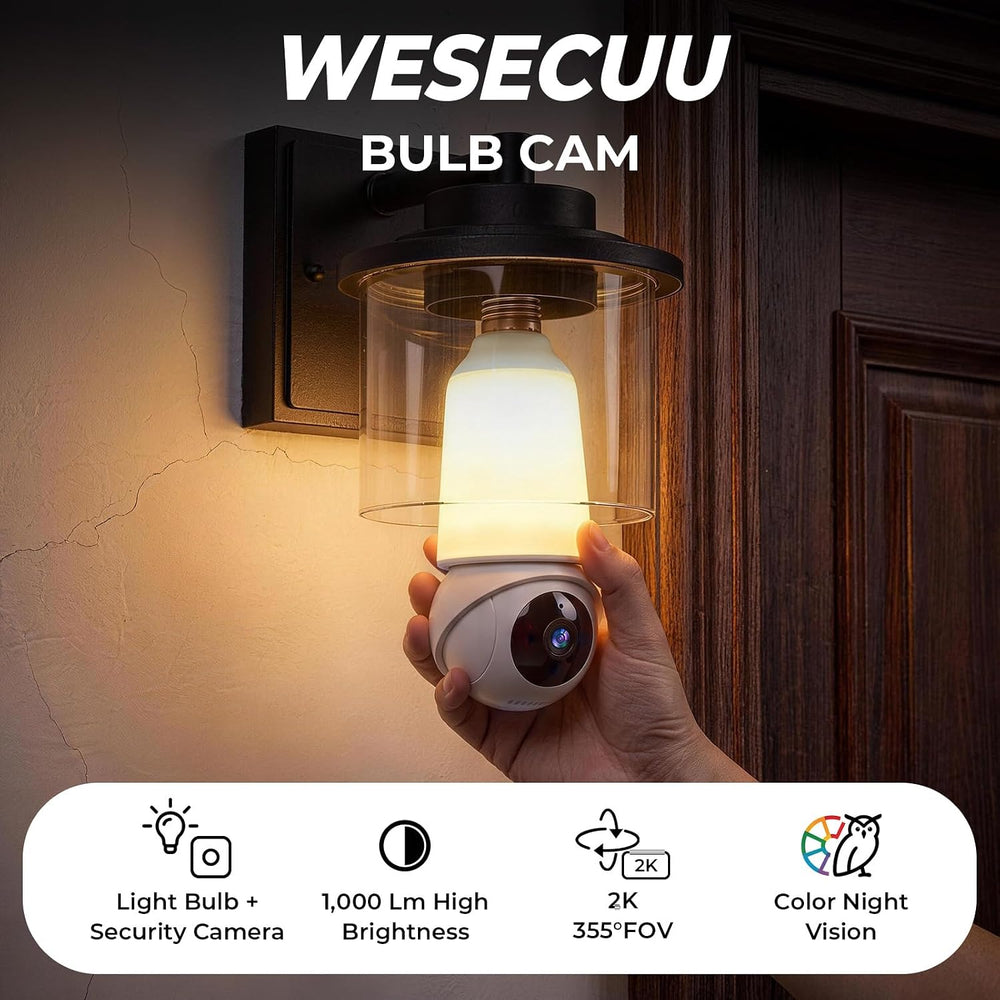 Light Bulb Security Camera -5G& 2.4GHz WiFi 2K Camera for Home Security, ...