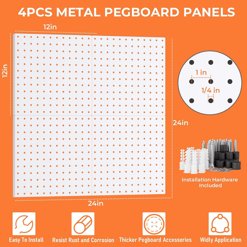 INCLY 70PCS Metal Peg Board Kit with 1/4" Pegboard Accessories