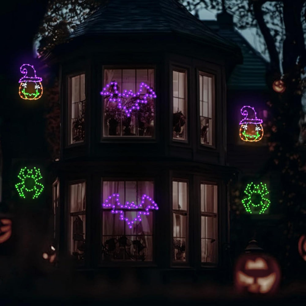 Halloween Window Lights, 3 Pack LED Waterproof Timer Indoor Decor