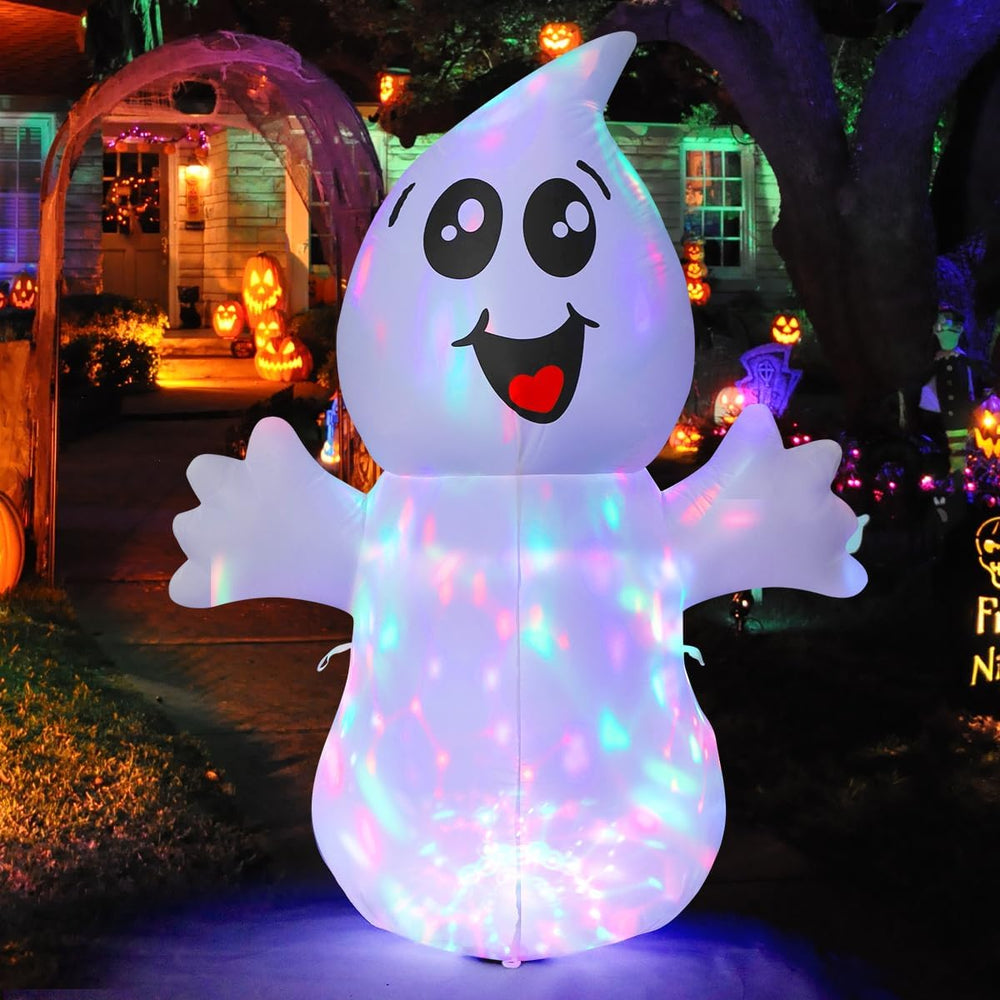 GOOSH 5 FT Halloween Inflatable Ghost Outdoor Decoration with Magic Light, Bl...