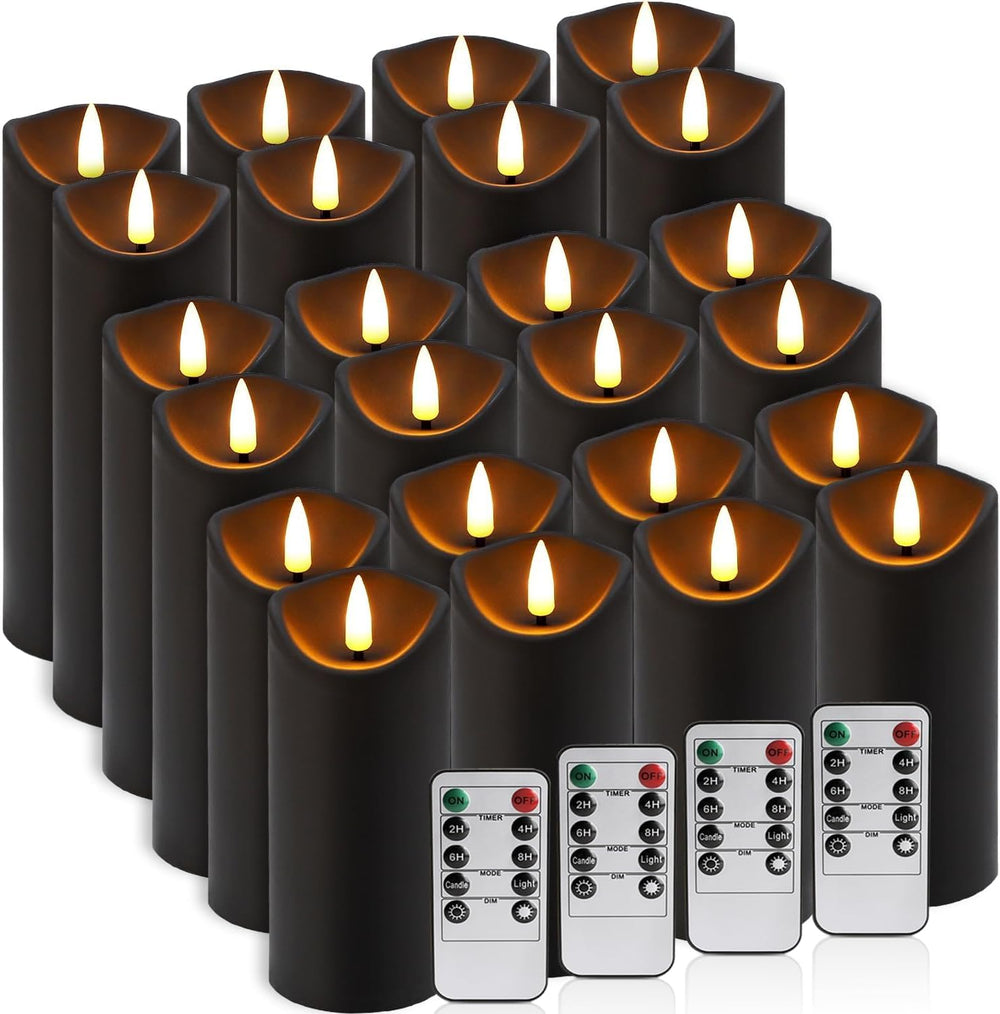 24 Pack Black Halloween Decoration Flickering Flameless Candles(D2.2 xH 5&quo...