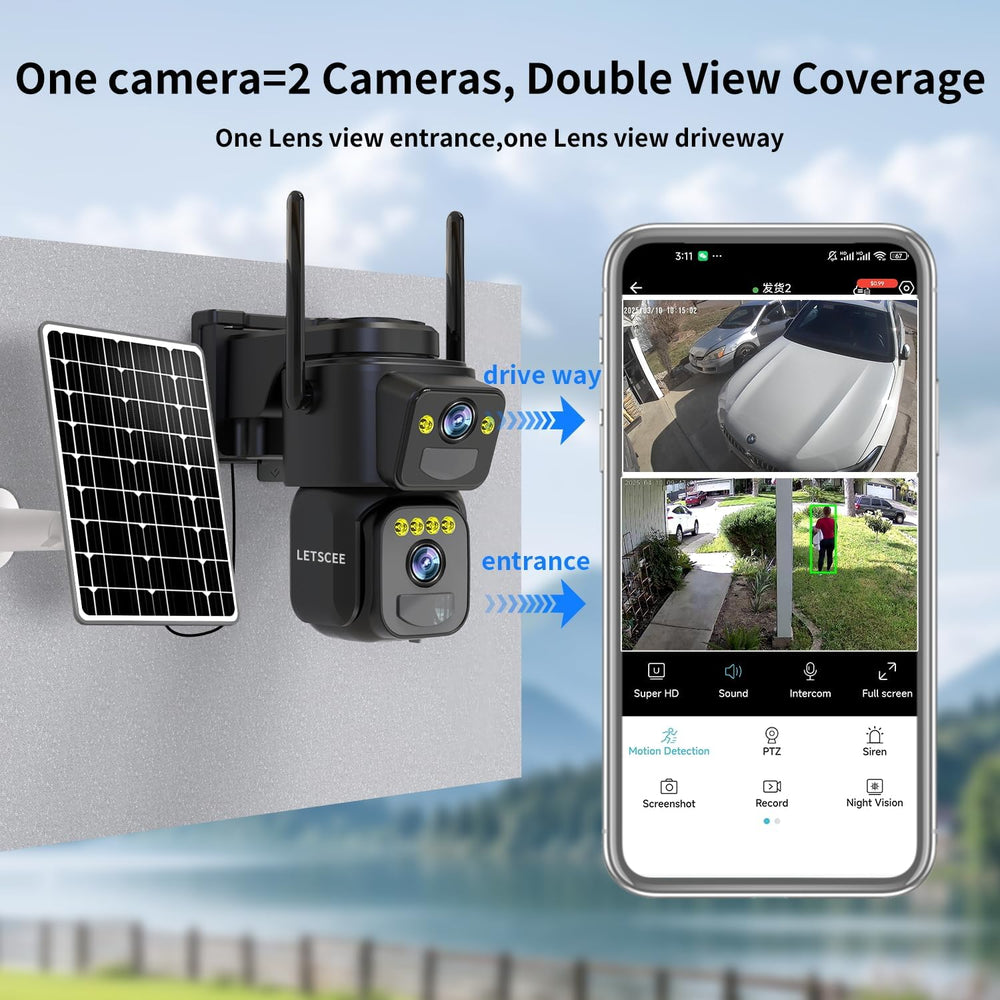 LETSCEE Security Cameras Outdoor WiFi,5G/2.4G Cameras for Home Security Solar...