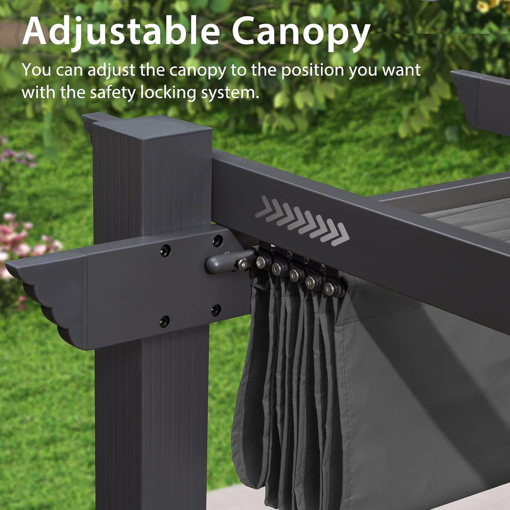 PURPLE LEAF Outdoor Pergola 12' X 18' Retractable Canopy Aluminum, Gray