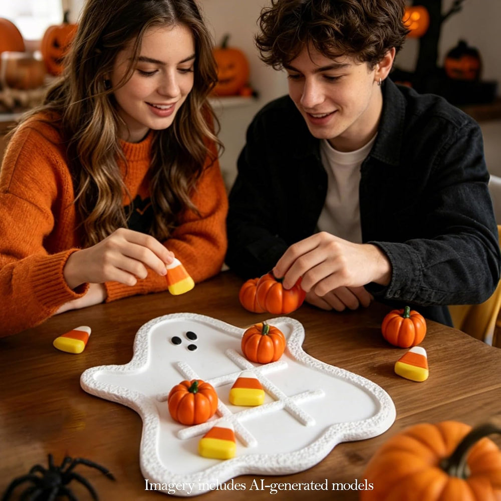 WDS WONDROUS Halloween Tic Tac Toe with Pumpkins, Fall Coffee Table Decor