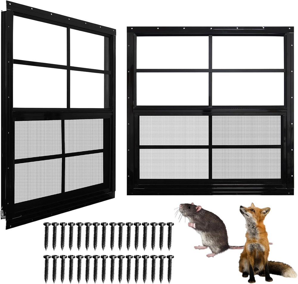 NeatiEase Upgraded Shed Windows 2 Pack, 28" x 28" Windows with Temp...