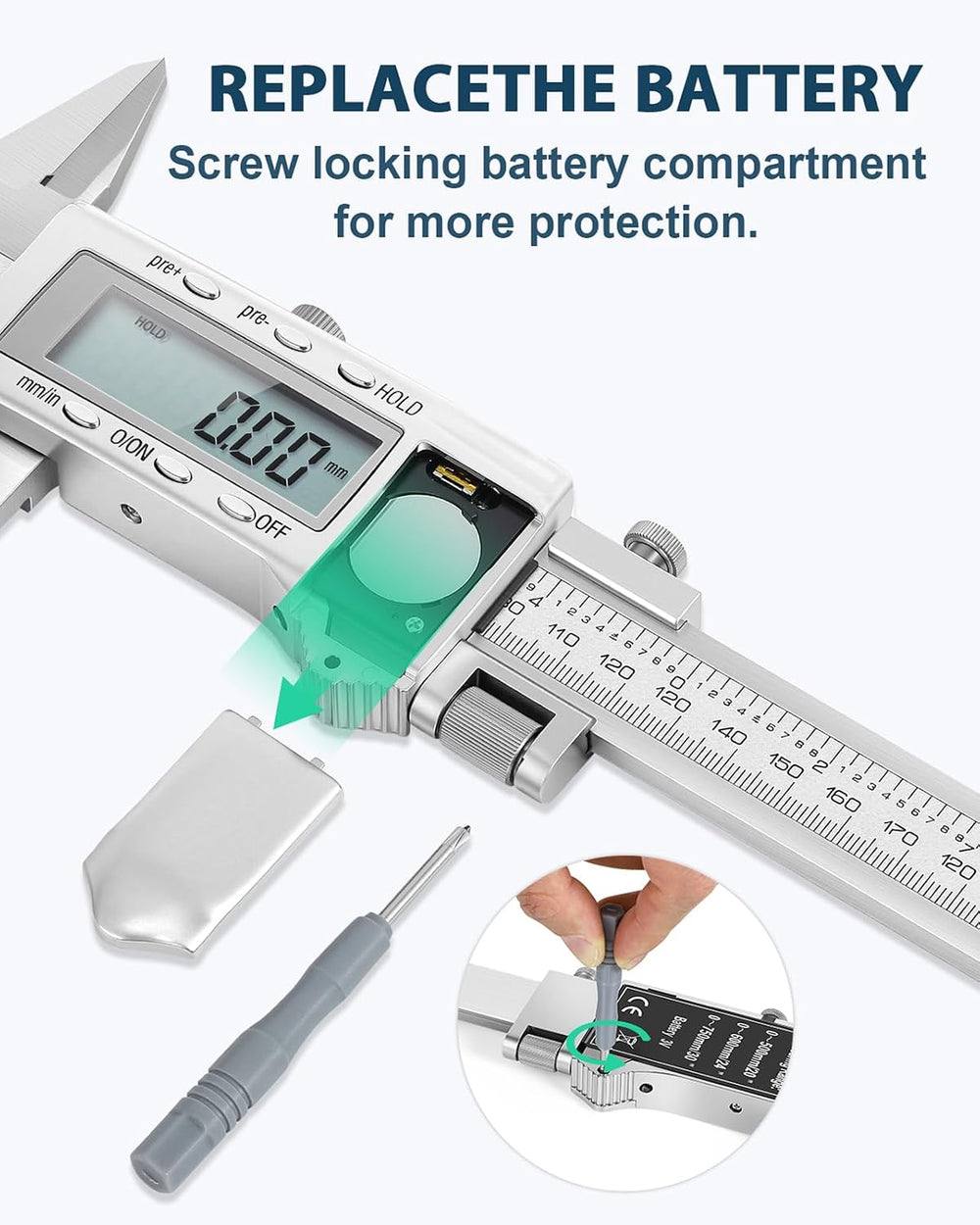 12 Inch Digital Caliper with 4 Inch Jaw, Full Metal Frame