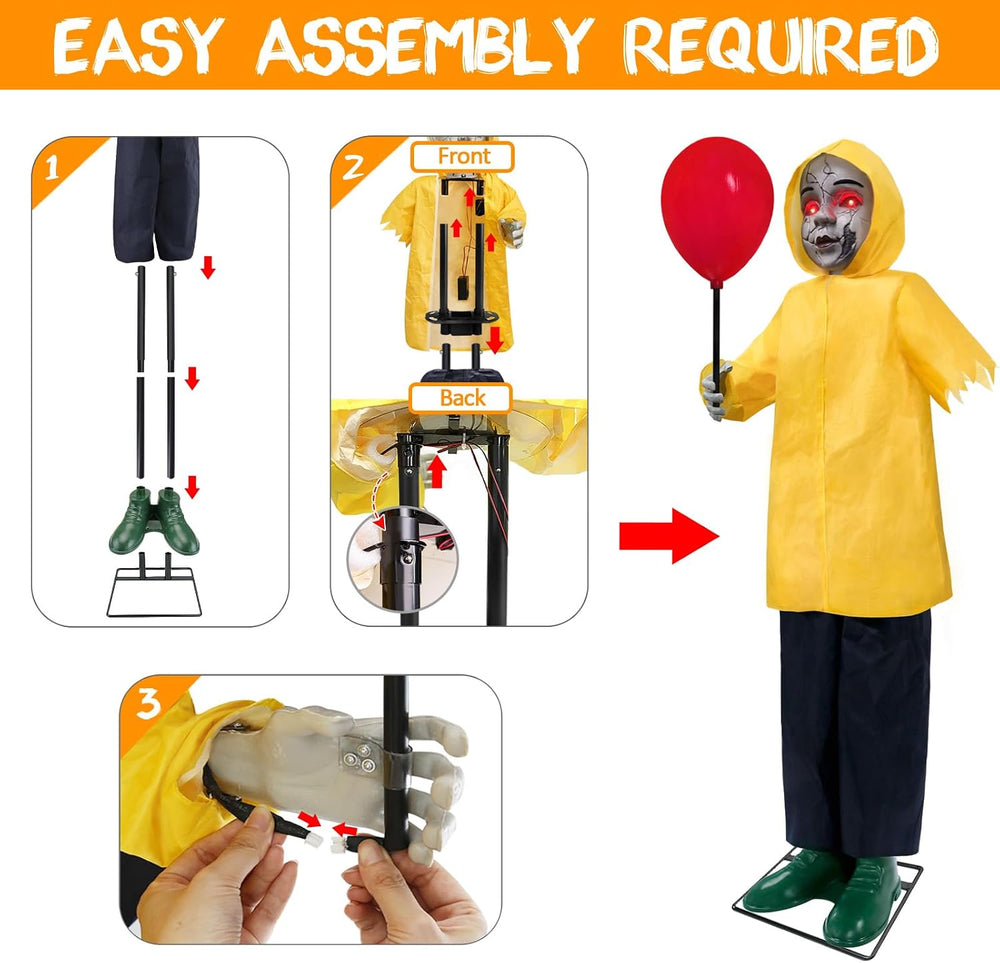 Halloween Decorations Outdoor - 4 Ft Life Size Animatronics Prop