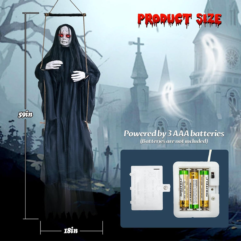 4.9 Ft Halloween Hanging Swinging Ghost Girl Decoration, Sound or Touch Will ...