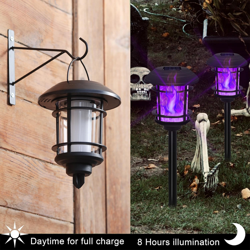 Dynaming 6 Pack Solar Flame Torch Lights Outdoor, Dual Use Flickering Purple ...