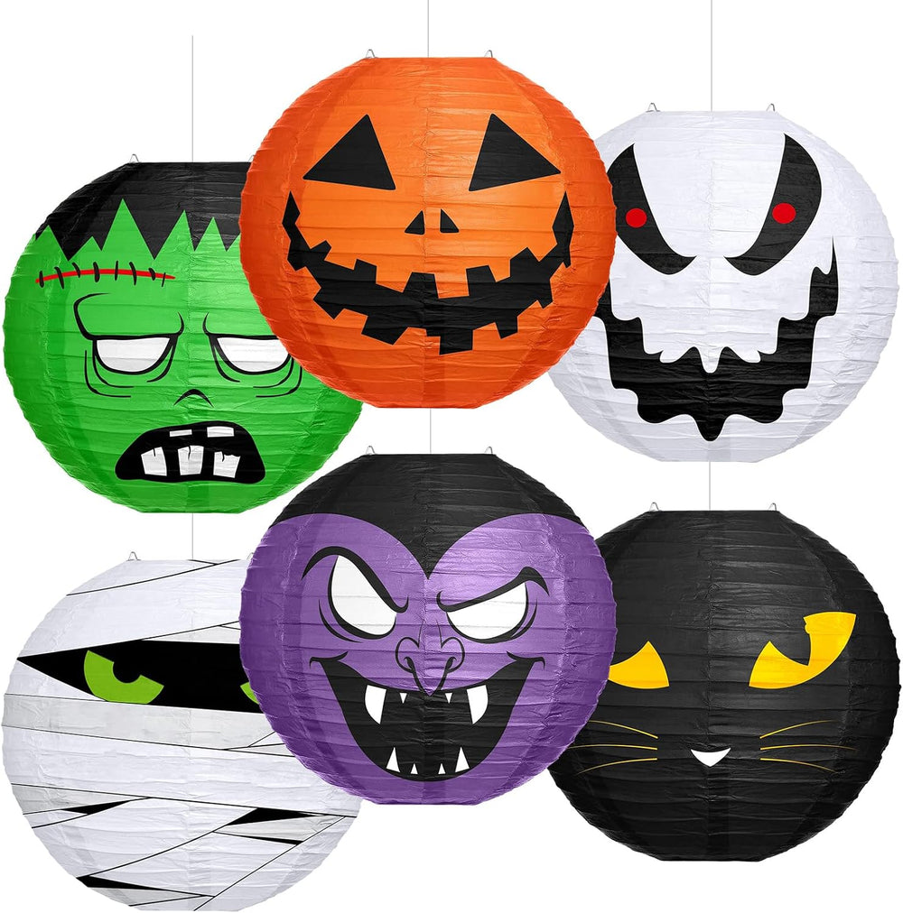 VIHOSE 12 Pcs Halloween Hanging Decorations Paper Lanterns, Jack-o-Bat Lanter...
