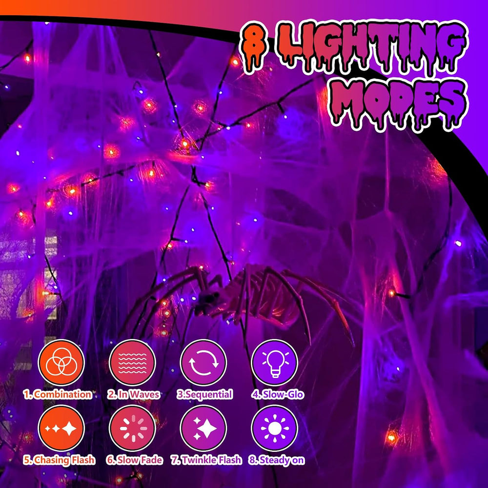 Halloween String Lights Orange and Purple 165ft 500 LED