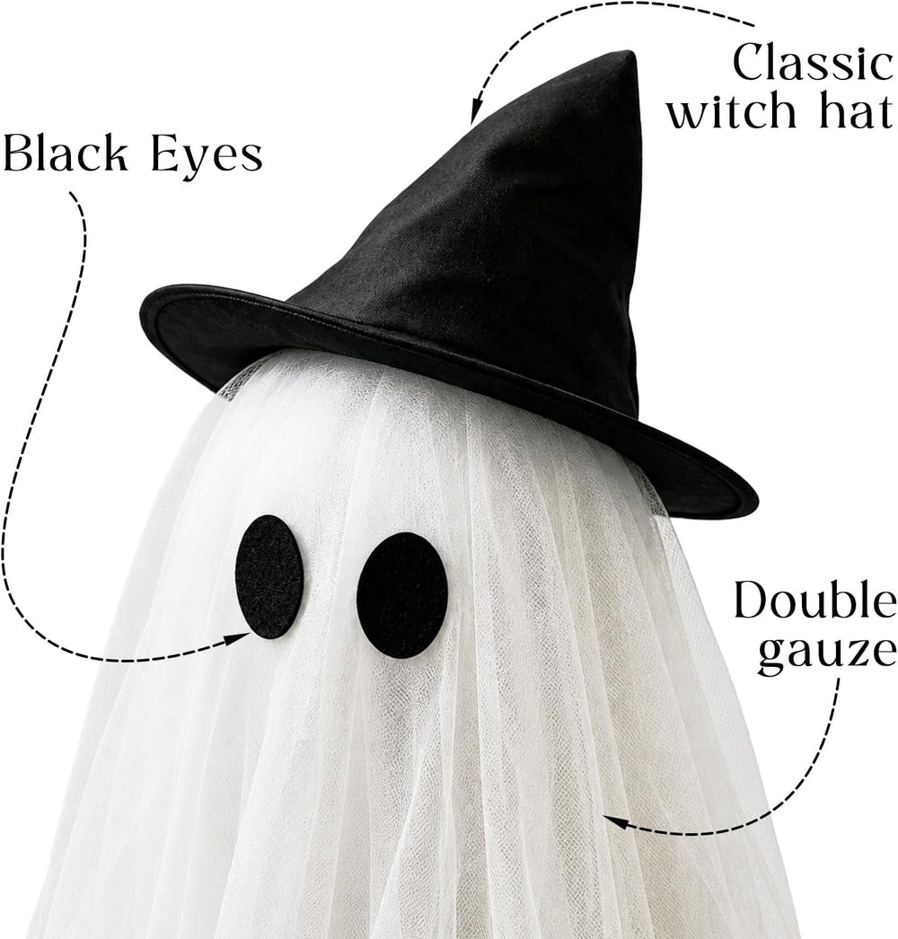 Halloween Decorations Outdoor, 2 Packs Light-Up Spooky Ghost Witch Broom