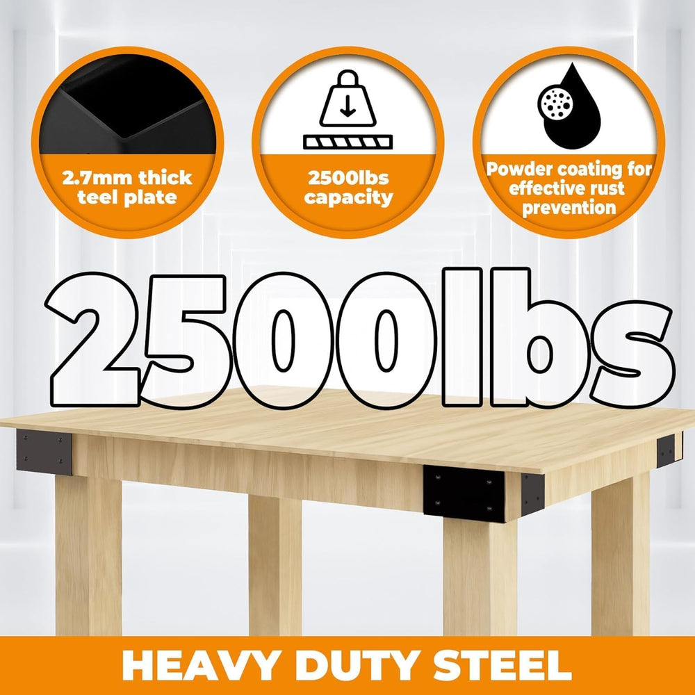 Workbench Brackets Kit, 4 PCS 3-Way Right Angle Bracket Fit 2x4 & 4x4 Wood