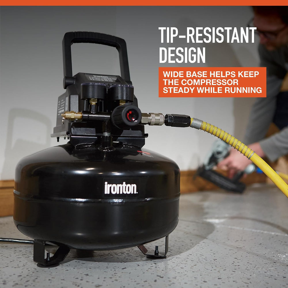 Ironton Oil-Free Pancake Air Compressor, 0.3 HP, 3 Gallon, 110 PSI