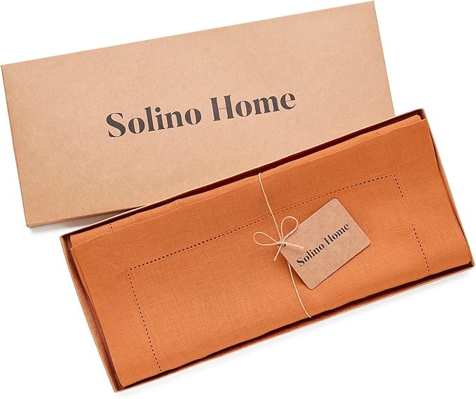 Solino Home Linen Pumpkin Table Runner 144 Inches Long - 100% Pure Linen Extr...