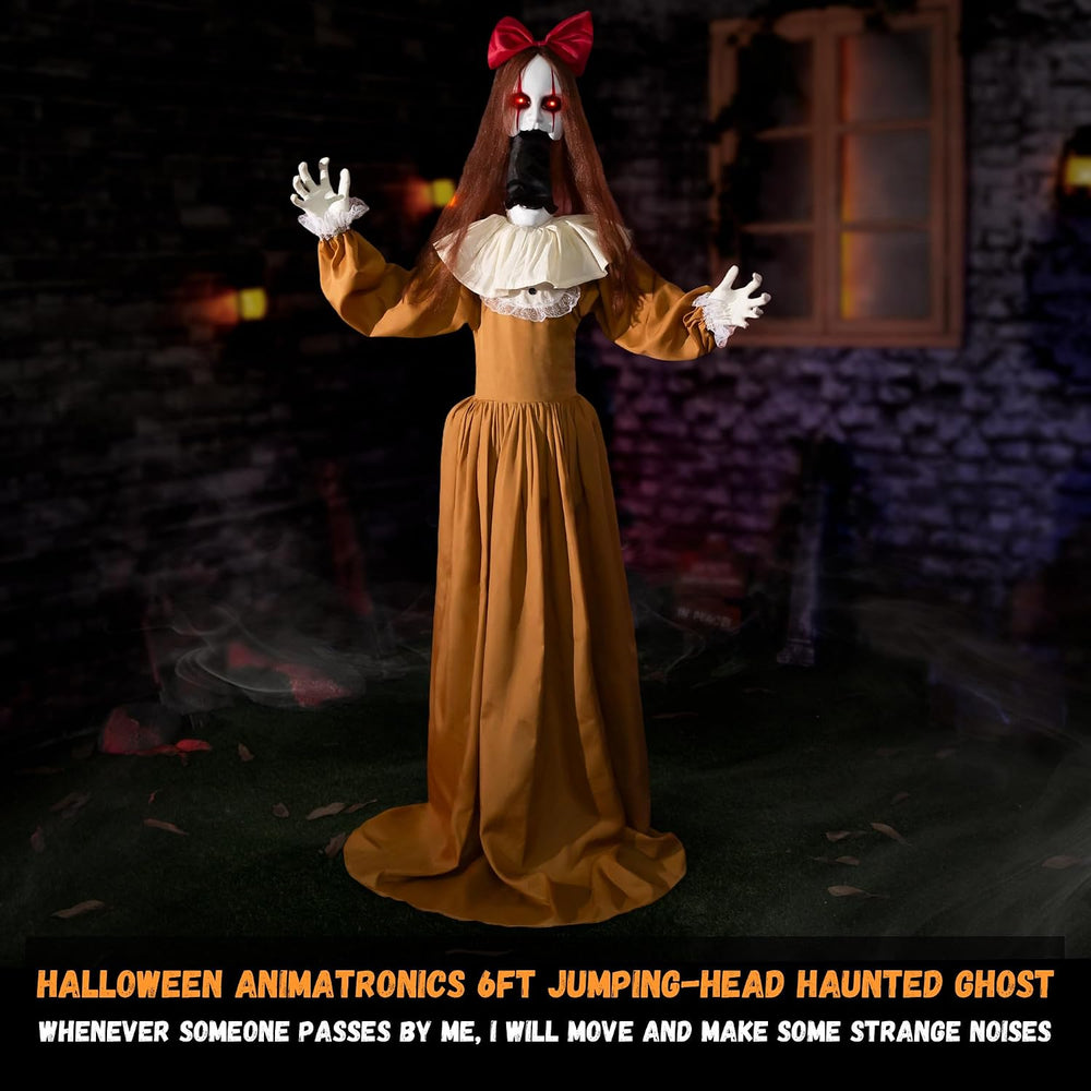 Halloween Animatronics Decorations, 6FT Animated Lifesize Scary Haunted Jumps...