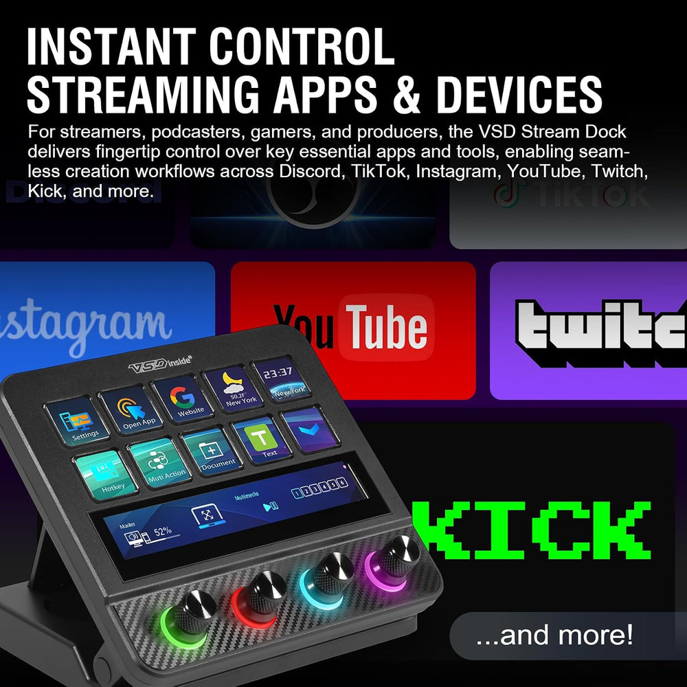 VSD N4 Pro Stream Controller Streaming Deck, Audio and Studio Controller