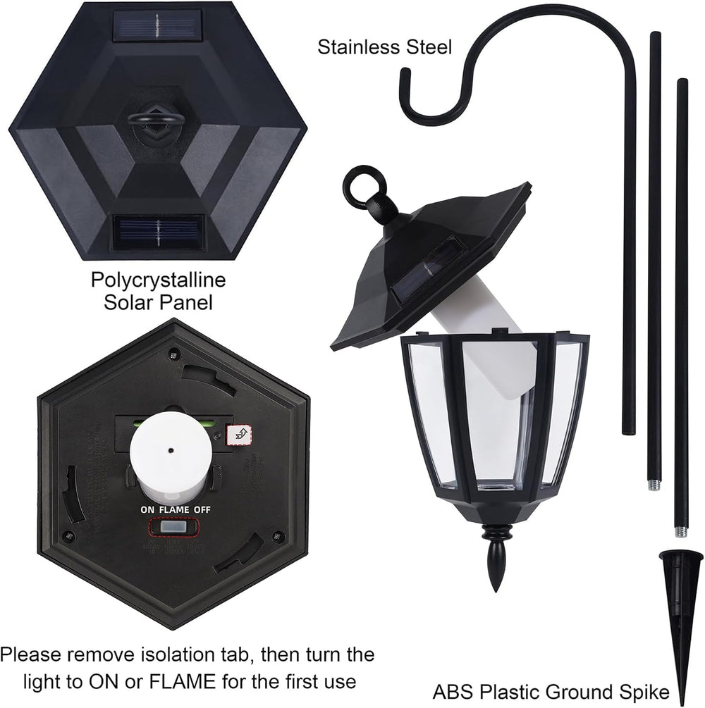 Dynaming 4 Pack Solar Flame Hanging Lights Outdoor, Halloween Solar Flickerin...