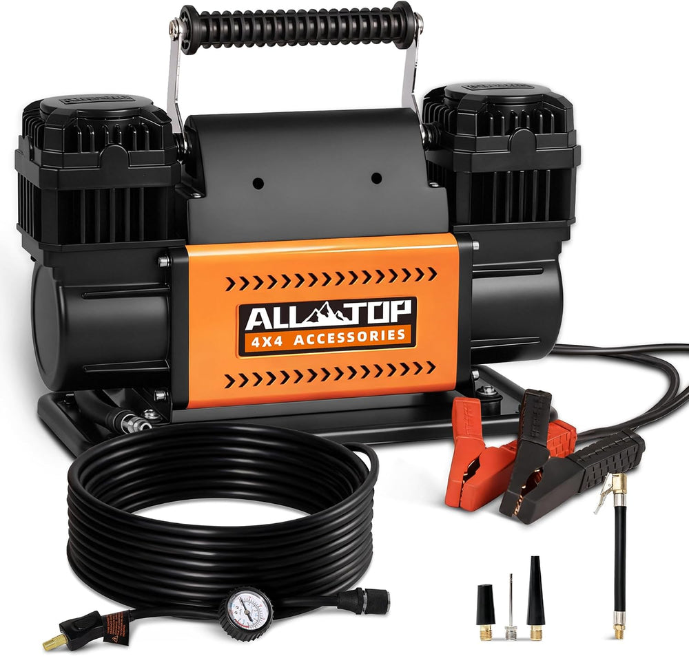 ALL-TOP Air Compressor Kit, Dual Cylinder 12V Portable Inflator 12.35 ft³/Min...