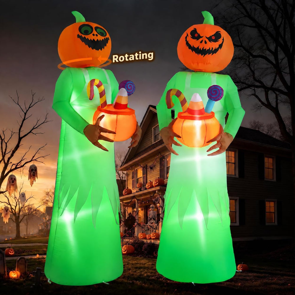 Elegear 10FT Animated Halloween Inflatable with Rotating Pumpkin Head