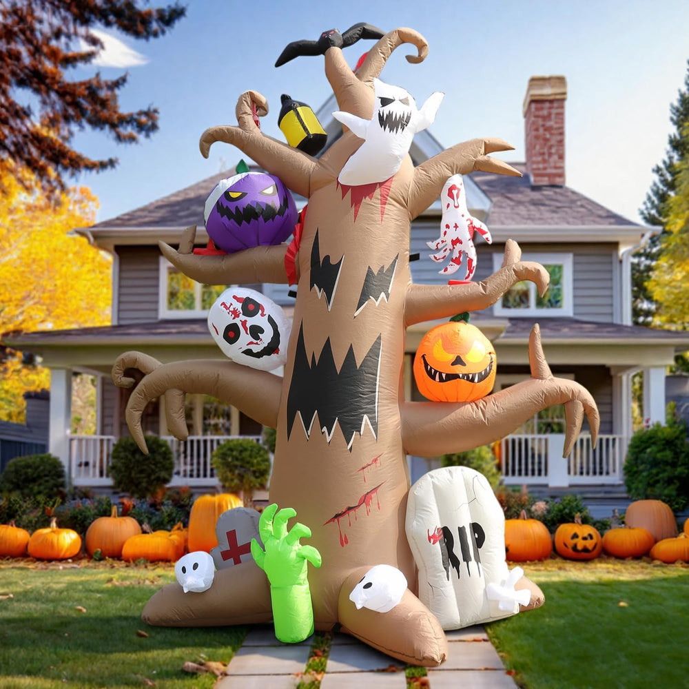 8FT Halloween Inflatable Spooky Tree Decoration, Blow Up Outdoor Decor Hallow...